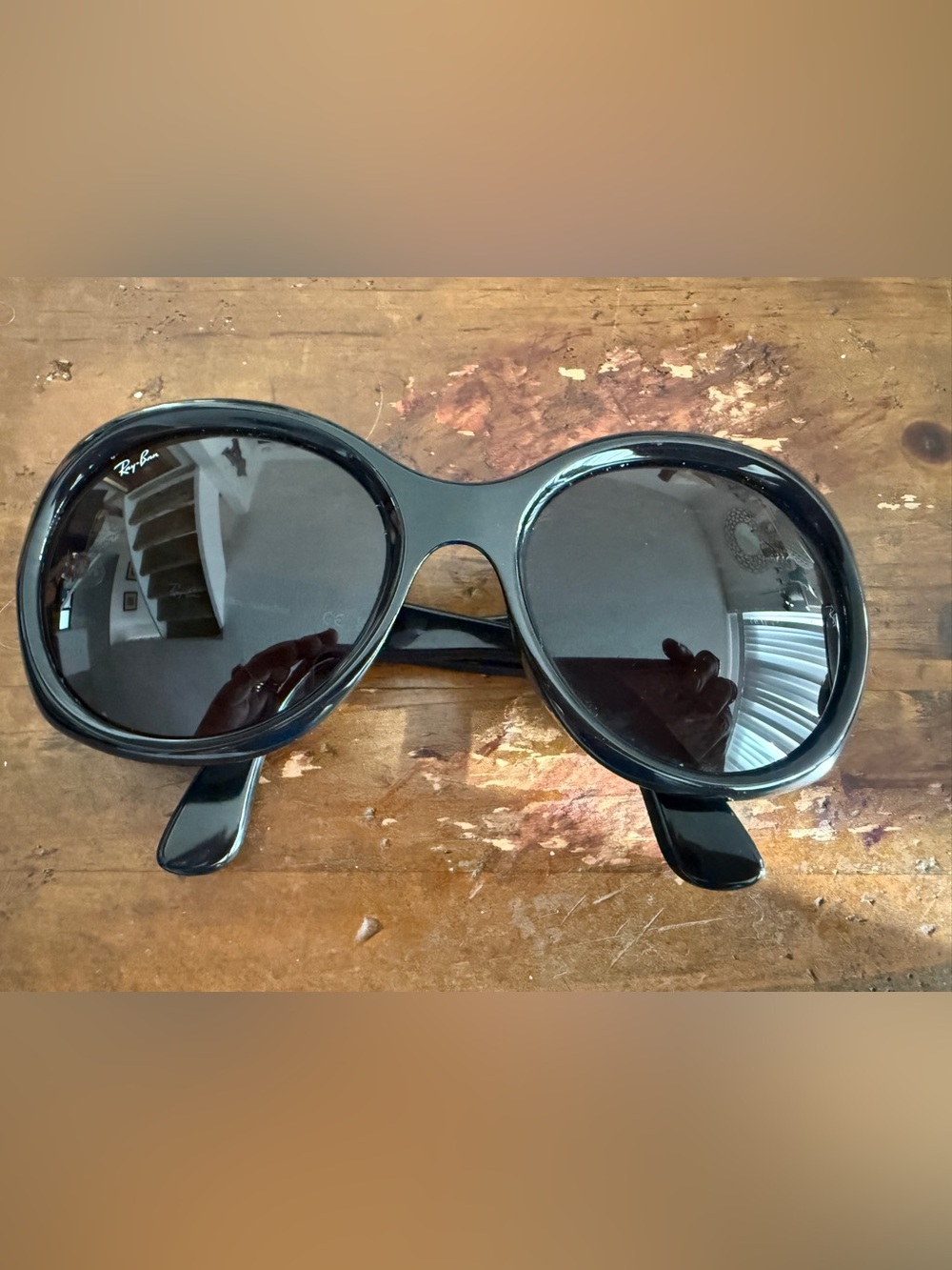 Ray-Ban Oversized Black Butterfly Oval Sunglasses Women Frame w/ Case Cloth Ray-